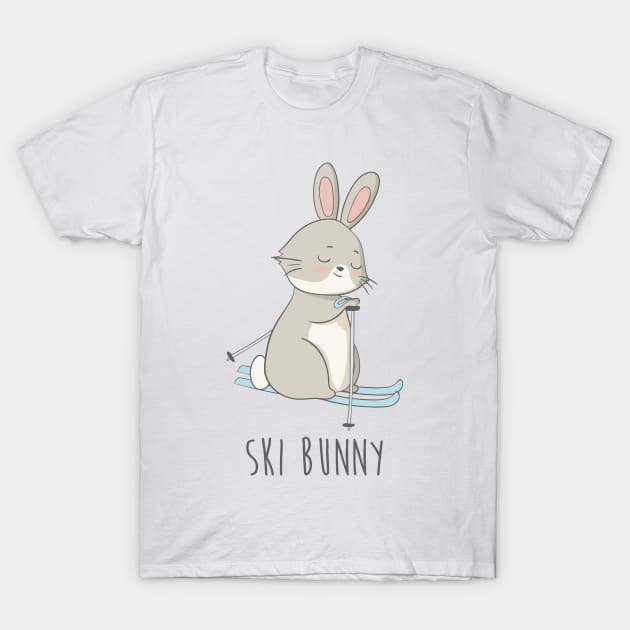 Ski Bunny Cute Rabbit, Bunny Ski T-Shirt by Dreamy Panda Designs